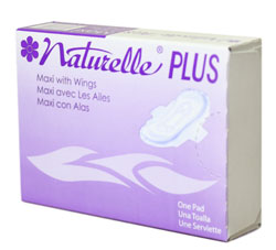 Naturelle Plus Maxi Pads with Wings, 250/Cs.