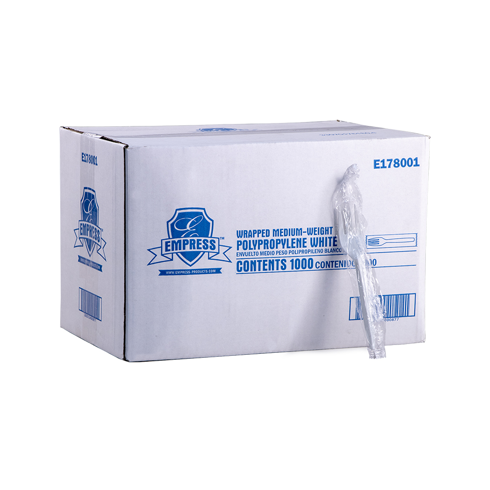 Empress Medium Weight Fork Polypro White Wrapped, Dense