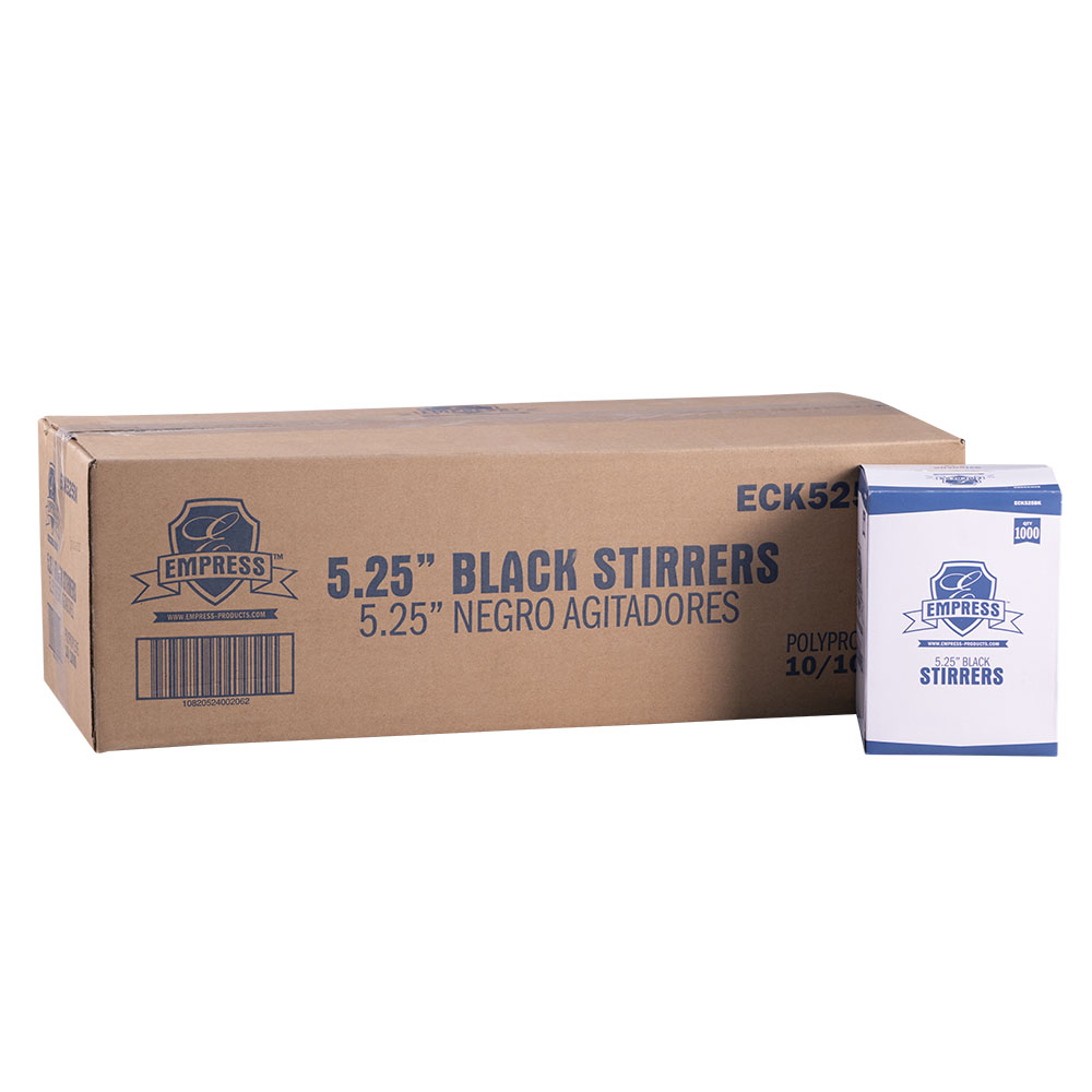 Empress Cocktail Straw /  Stirrer Unwrapped 5.25&quot; BLACK, 