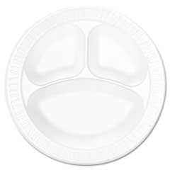 Dart Concorde Foam Plate,  3-Compartment, 10 1/4&quot; dia, 