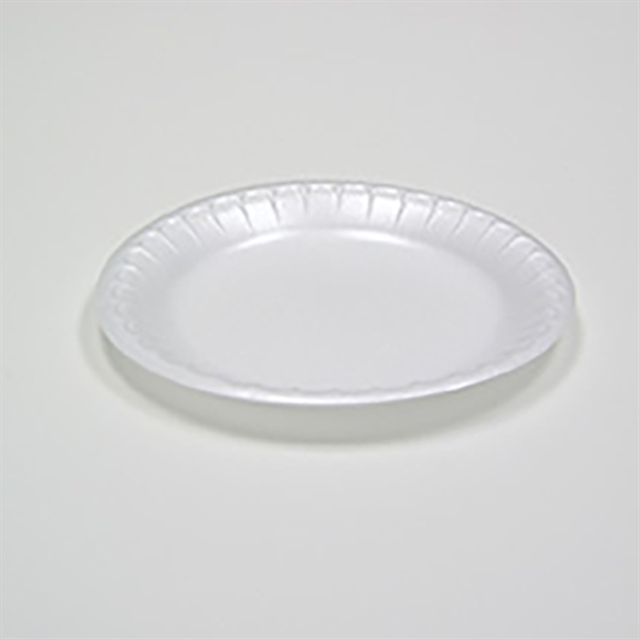 Dart Concorde Foam Plate, 9&quot;  Dia., Non-Laminated, White - 