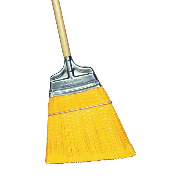 56&quot; Speedy Corn Broom, Angled, 
9&quot; Stiff Yellow Polypropylene, 
Flagged, Wood Handle - (12/cs)