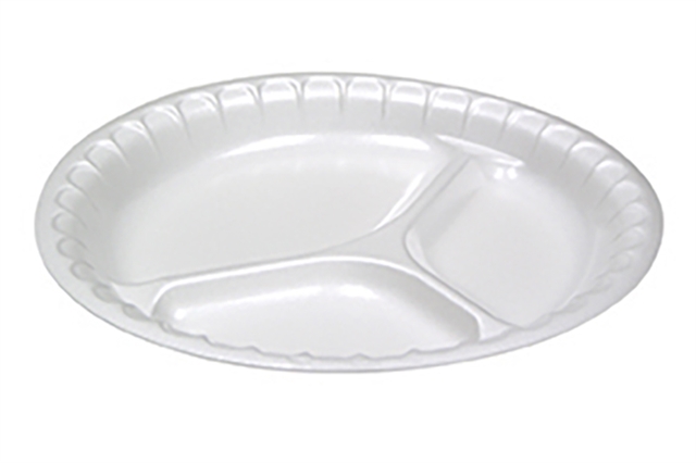 Dart Concorde 9&quot; White Foam  3-Compartment Plate, 