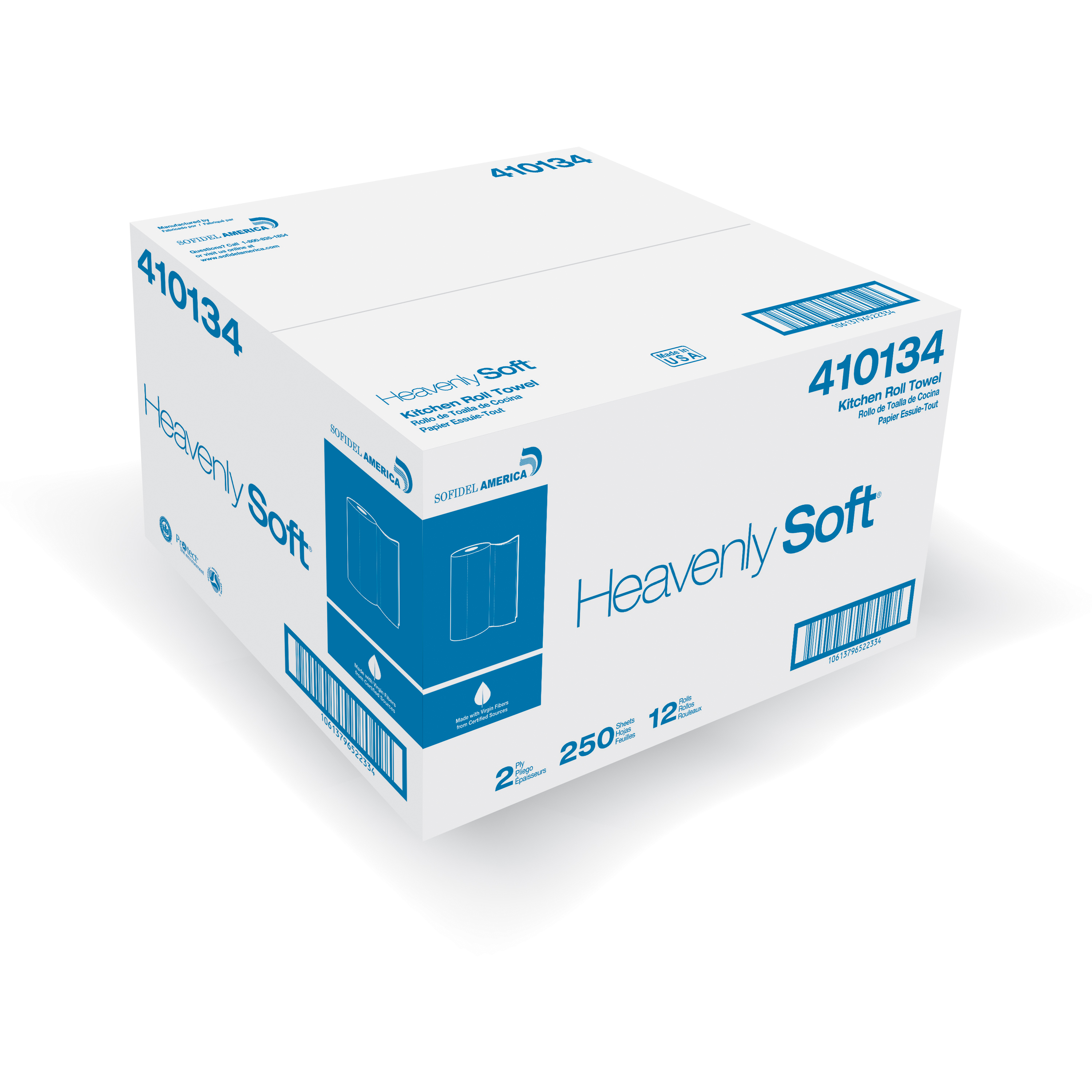 Kitchen Roll Towel, White, 8&quot; x 11&quot;, 2ply, 250 sheets/roll