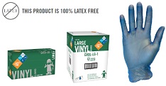 Vinyl Blue Powdered Gloves L 100/bx 10bx/cs